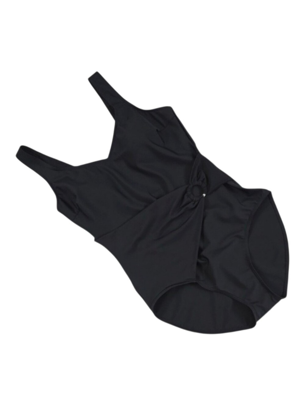 Krista Women's Black One Piece Swimsuit V-Neck Side Circle Pull 14